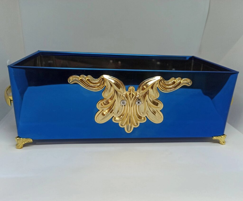 Ящик для огарків синій з декором 30х15 см (нітрід титану) від компанії Церковна крамниця "Покрова" - церковне начиння - фото 1