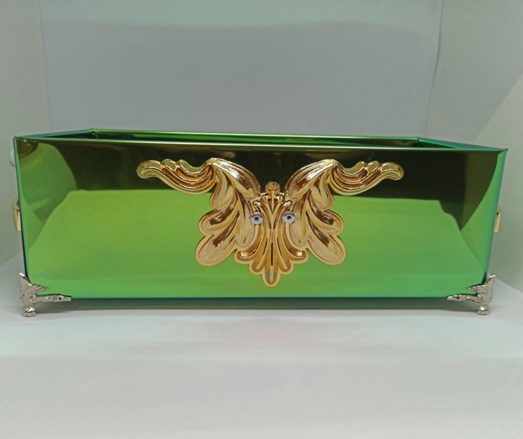 Ящик для огарків зелений з декором 30х15 см (нітрід титану) від компанії Церковна крамниця "Покрова" - церковне начиння - фото 1