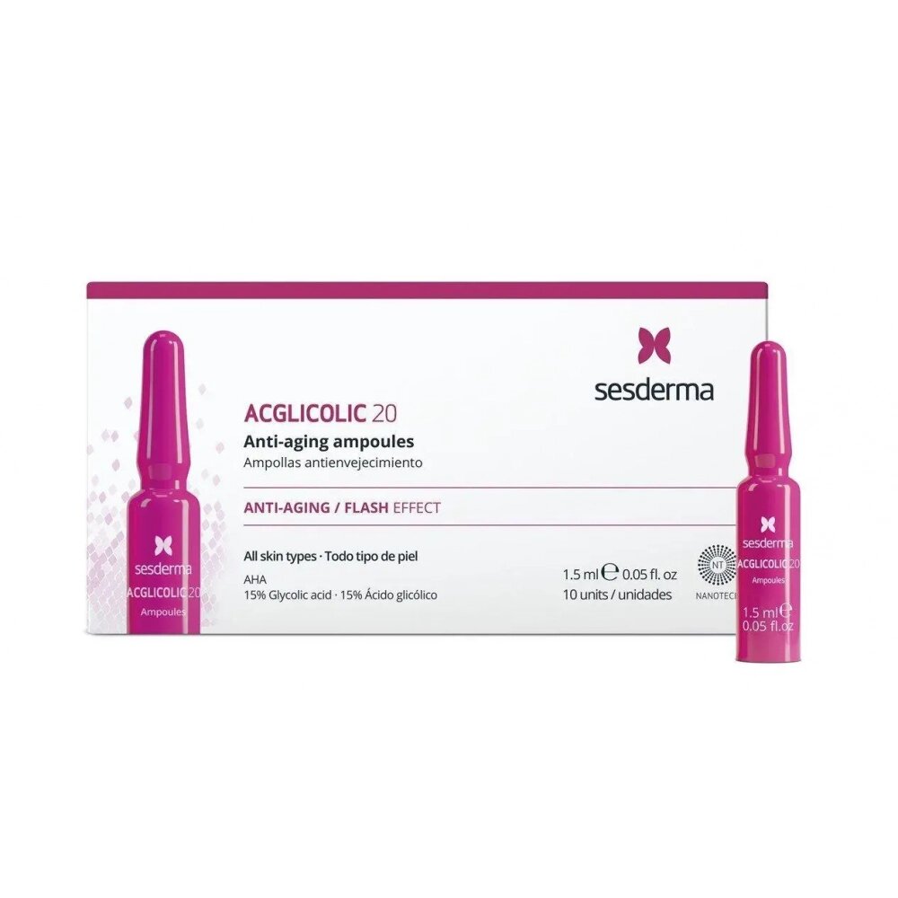 Ампули з гліколевою кислотою SesDerma ACGLICOLIC 20 Anti-Aging Moisturizing Ampoules 10*1.5 мл від компанії Лікувальна, доглядова та професійна косметика - фото 1