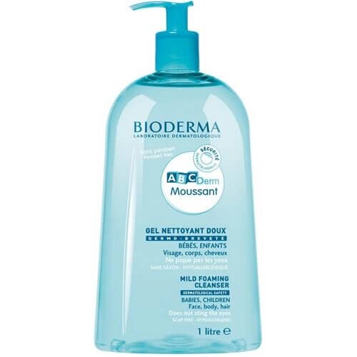 Біодерма АВСДерм М'який очищуючий гель для купання дітей Bioderma ABCDerm Mild Foaming Cleanser 1 л від компанії Лікувальна, доглядова та професійна косметика - фото 1