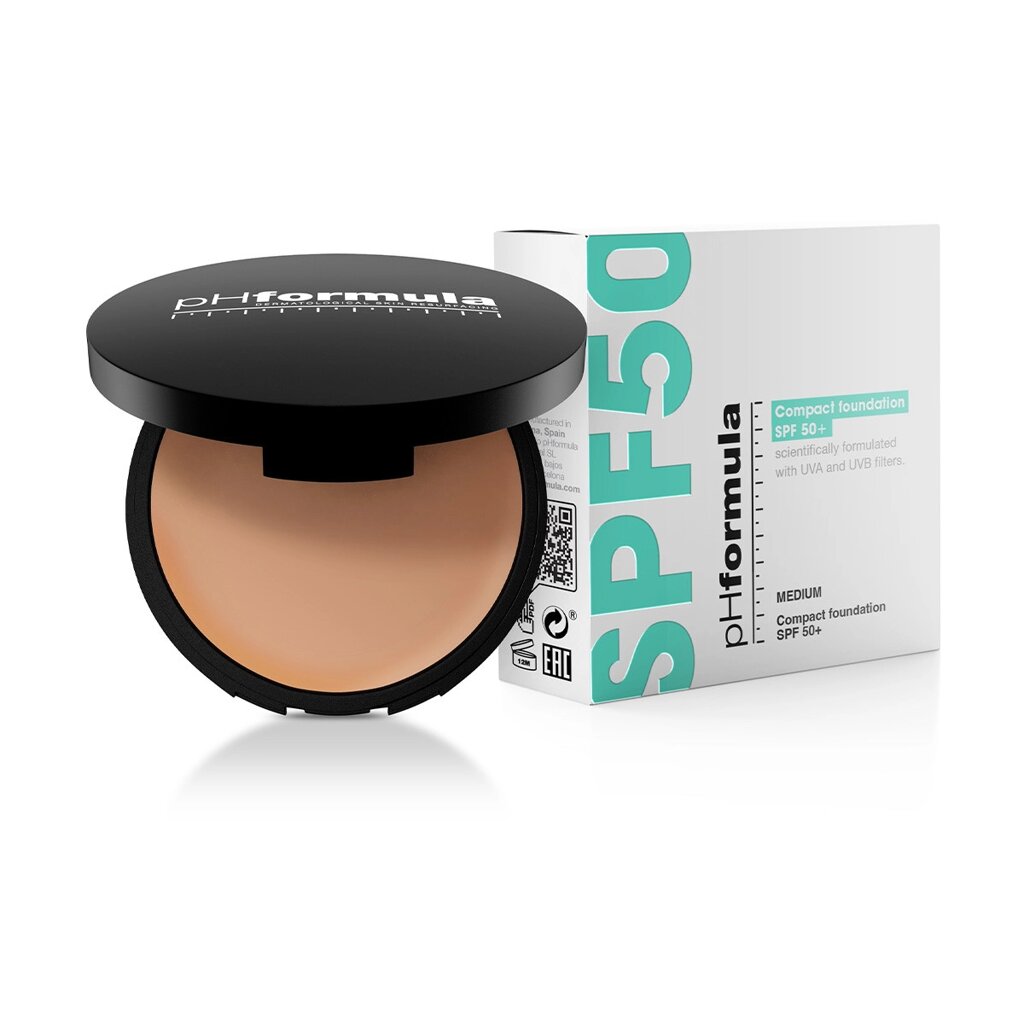 Компактна основа SPF 50+ середній тон \ Compact Foundation Medium Plus SPF 50+ pHformula  14 г від компанії Лікувальна, доглядова та професійна косметика - фото 1