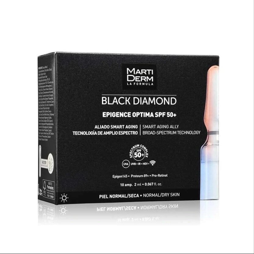 Мартідерм Сонцезахисні ампули для обличчя MartiDerm Black Diamond Epigence Optima SPF 50+ 10 ампул по 2 мл від компанії Лікувальна, доглядова та професійна косметика - фото 1