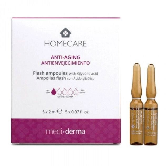 Омолоджувальна сироватка в ампулах Medi + derma Antiaging Flash Ampoules 5x2 мл від компанії Лікувальна, доглядова та професійна косметика - фото 1