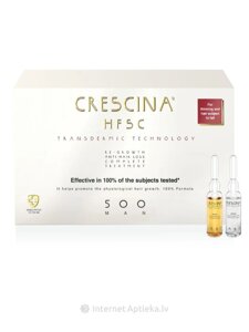 Засіб для росту та проти випадіння волосся для чоловіків HFSC Transdermic Complete Treatment 500 Crescina, 10+10 ампул