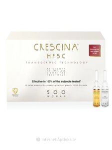 Засіб для росту та проти випадіння волосся для жінок HFSC Transdermic Complete Treatment 500 Crescina, 10+10 ампул
