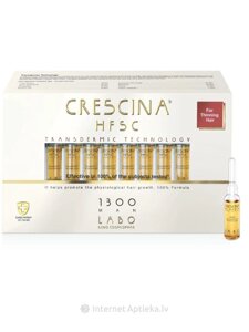 Засіб для росту волосся для чоловіків HFSC Transdermic 1300 Crescina, 20 ампул