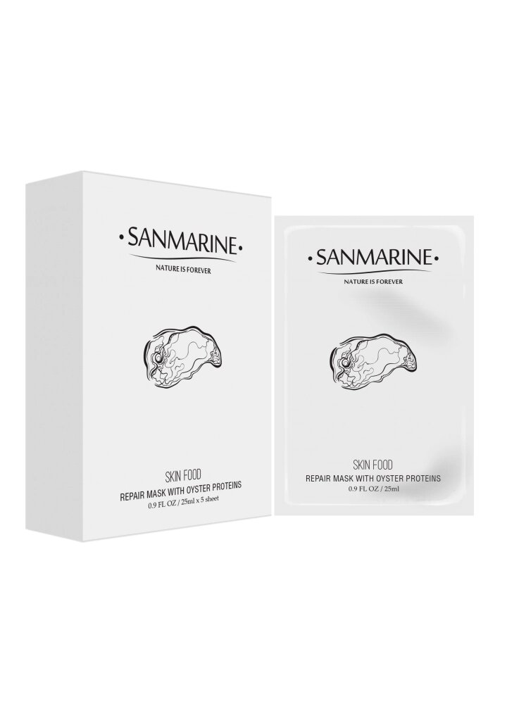 SanMarine Відновлююча маска з протеїнами устриці Skin Food Repair Mask with Oyster Proteins 5шт від компанії Лікувальна, доглядова та професійна косметика - фото 1