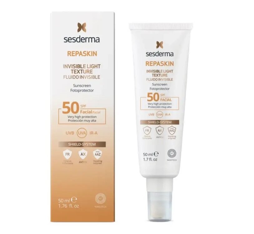 Сесдерма Сонцезахисний флюїд для обличчя Sesderma Repaskin Invisible Fluid SPF 50, 50 мл від компанії Лікувальна, доглядова та професійна косметика - фото 1