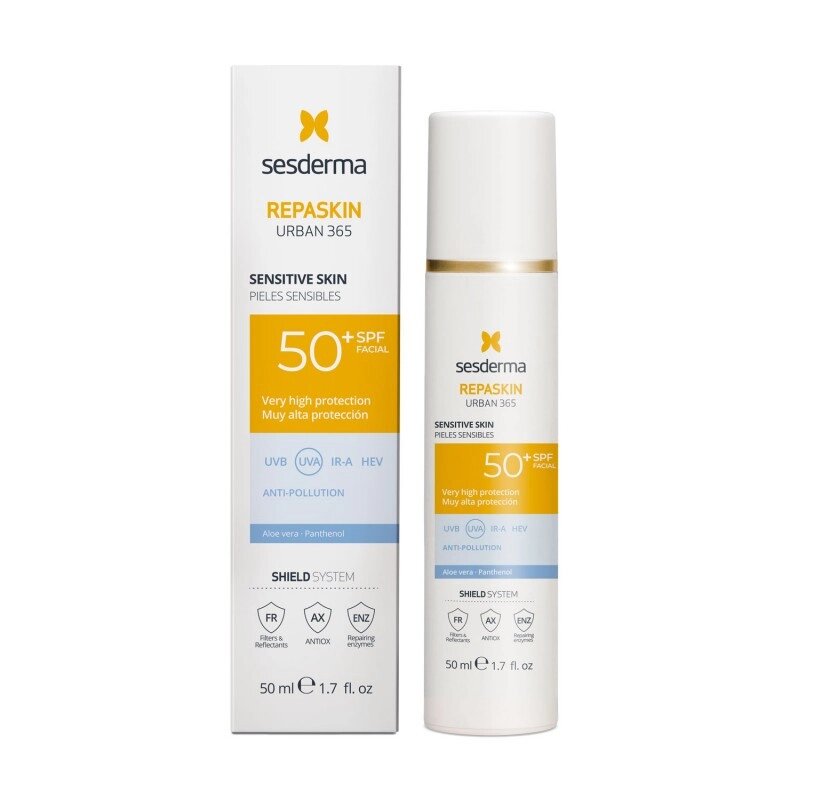 Сесдерма Сонцезахисний крем для обличчя для чутливої шкіри SPF 50+ Sesderma Repaskin Urban 365 SPF 50+ 50 мл від компанії Лікувальна, доглядова та професійна косметика - фото 1