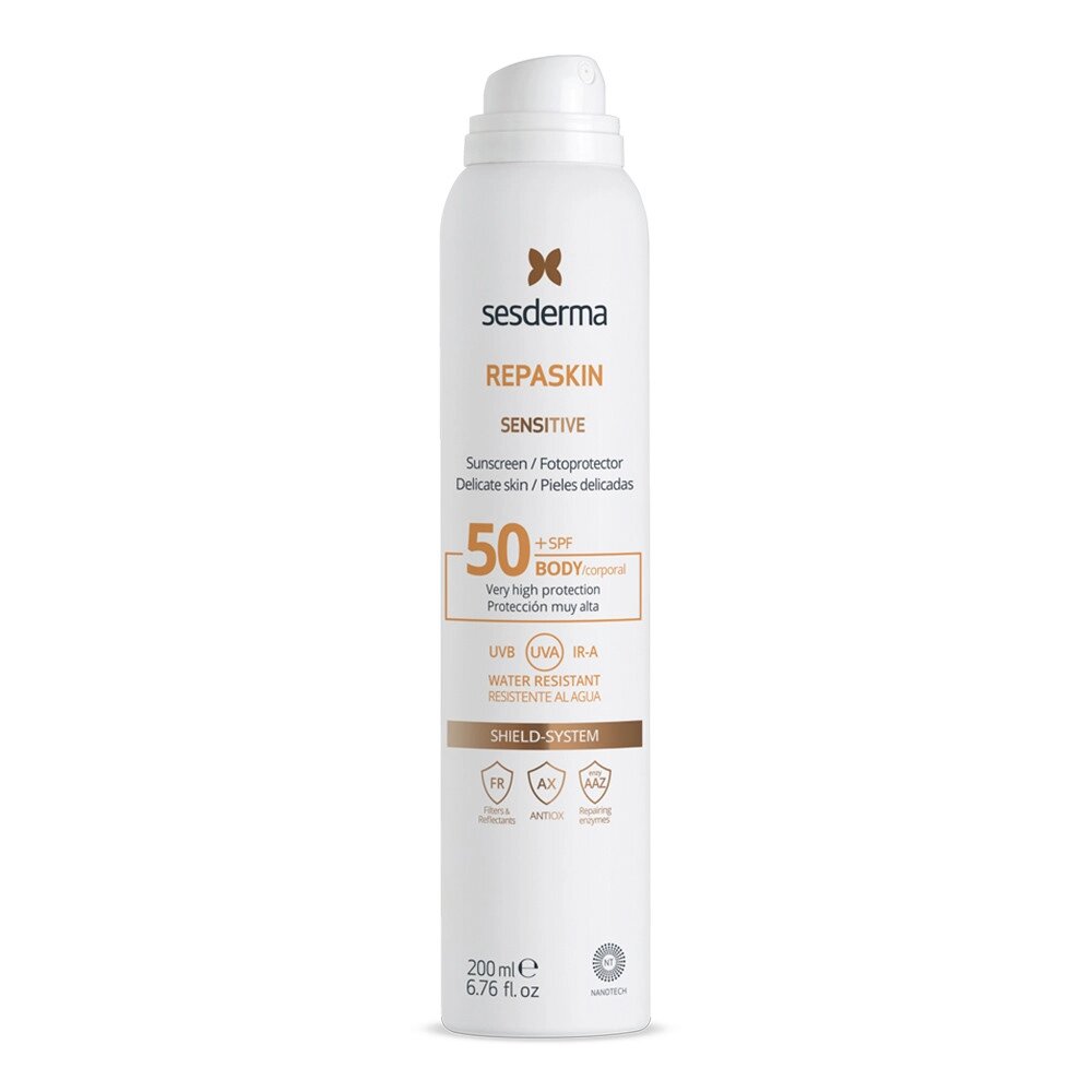 Сесдерма Сонцезахисний спрей для чутливої шкіри Sesderma Repaskin Fotoprotector Sensitive Spray SPF 50, 200 мл від компанії Лікувальна, доглядова та професійна косметика - фото 1