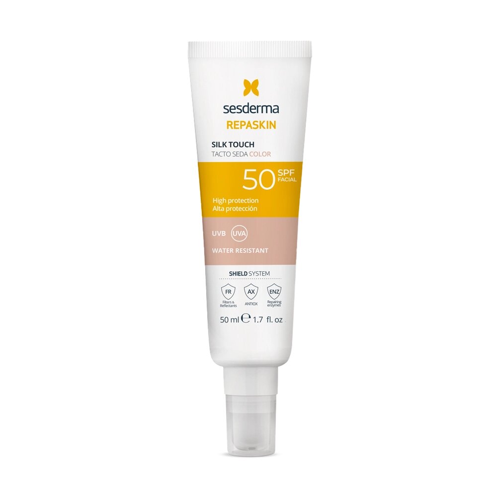 Сесдерма Сонцезахисний тональний крем для обличчя Sesderma Repaskin Silk Touch Color SPF 50, 50 мл від компанії Лікувальна, доглядова та професійна косметика - фото 1