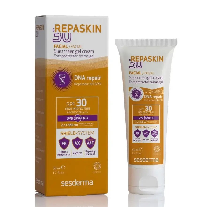 Сонцезахисний крем-гель для обличчя SPF 30 Sesderma Repaskin Fotoprotector Facial SPF 30 50 мл від компанії Лікувальна, доглядова та професійна косметика - фото 1