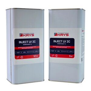 KRYS INJECT LV 2C - 2-компонентна поліуретанова смола. Комплект 10,7 кг (5 кг + 5,7 кг). Для 100% герметизації