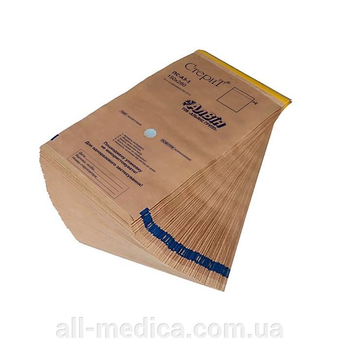 Пакети для стерилізації з крафт-паперу 100х200 мм від компанії Інтернет-магазин "ALL Medica" - фото 1