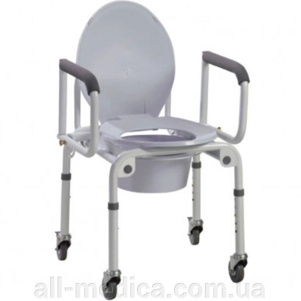 Сталевий стілець-туалет на колесах з відкидним поруччям OSD-2107D від компанії Інтернет-магазин "ALL Medica" - фото 1