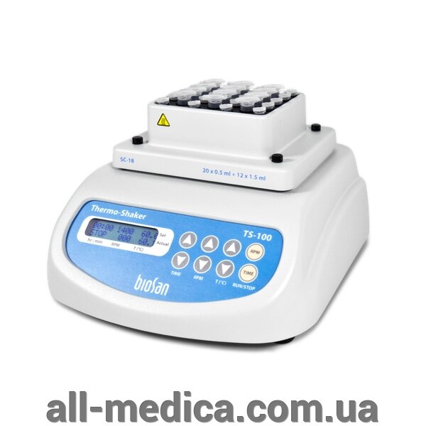 Термошейкер для мікропробірок і ПЛР планшетів TS-100 від компанії Інтернет-магазин "ALL Medica" - фото 1