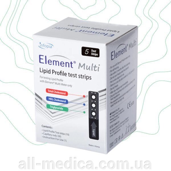 Тест-смужка для вимірювання ліпідного профілю Елемент Мульти 5 шт. від компанії Інтернет-магазин "ALL Medica" - фото 1