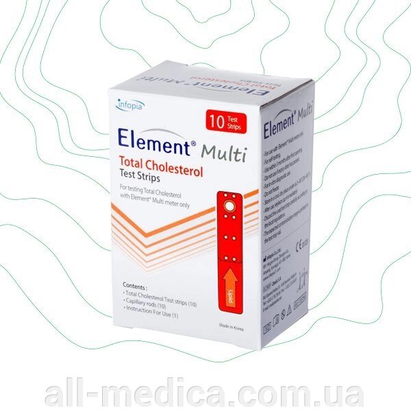 Тест-смужка Element на Загальний холестерин 10 шт. від компанії Інтернет-магазин "ALL Medica" - фото 1