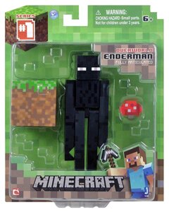 Фігурка Ендермен з блоком майнкрафт Minecraft Core Enderman Figure Pack оригінал Jazwares