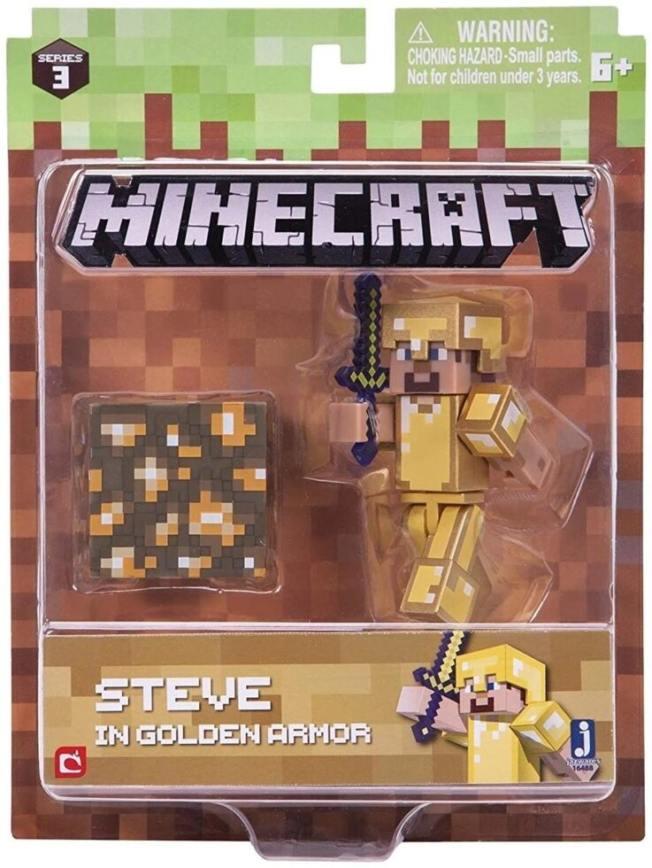 Стів у Золотому броні фігури Minecraft Minecraft Steve in Gold Armor pack Оригінал - Лялечки: інтернет-магазин модних ляльок