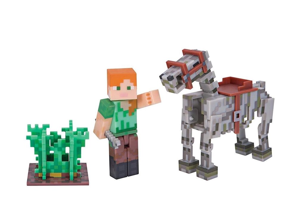 Фігурка Алекс і скелетна кінь майнкрафт Minecraft Alex with Skeleton Horse Pack оригінал Jazwares - гарантія