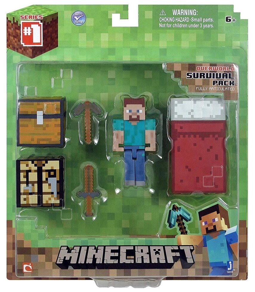 Фігурка Стів з ліжком набір для виживання Майнкрафт Minecraft Overworld Survival Pack Steve виживання Орігін - наявність