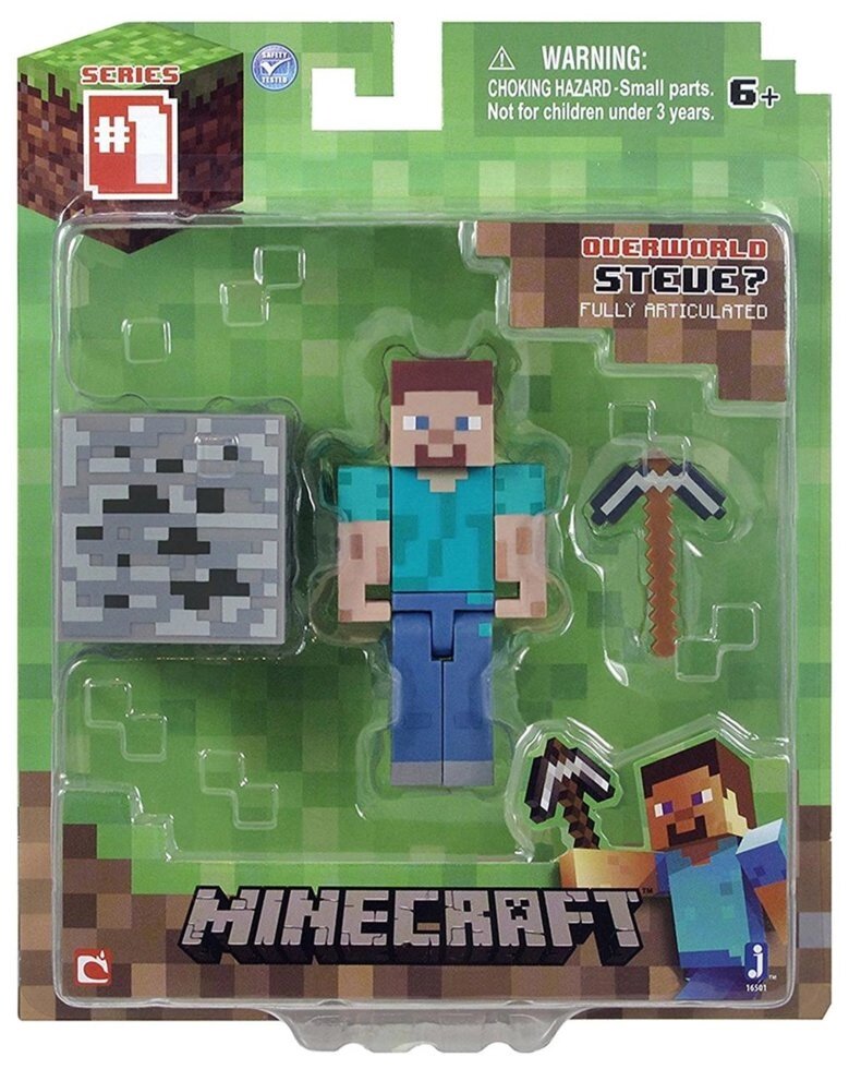 Стів з киркою фігурка майнкрафт Minecraft Core Steve Action Figure оригінал Jazwares - розпродаж