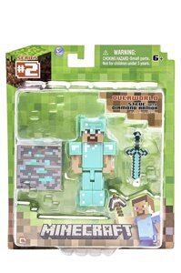 Стів в алмазної броні фігурка майнкрафт Minecraft Diamond Steve Action оригінал Jazwares