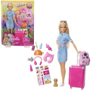 Барбі-лялька калера, що подорожує з валізою і з цуценям Barbie Doll and Travel Set with Puppy