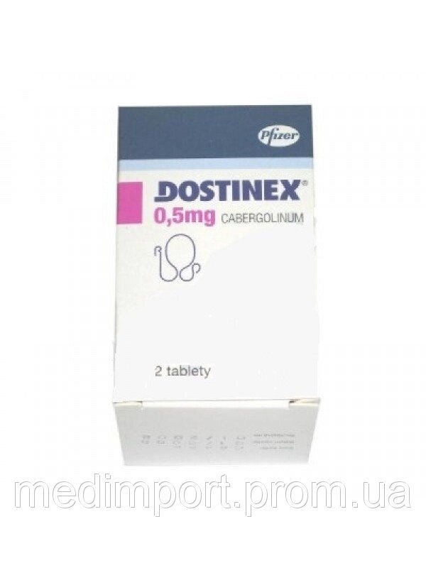 Достинекс таблетки 0,5 мг, 2 шт купити за найкращою ціною від компанії Мукосат - фото 1