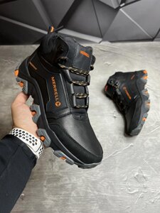 Черевики Зимові чоловічі шкіряні MERRELL М-5 Black! Трекінгові зимові черевики! Натуральна ШКІРА+ХУТРО!