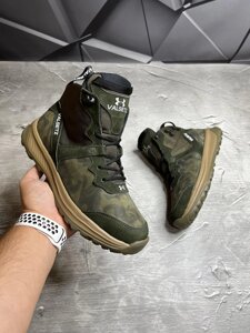 Черевики Зимові чоловічі шкіряні UNDER ARMOUR Khaki Camo! Брендові зимові черевики! Натуральна ШКІРА+ХУТРО!