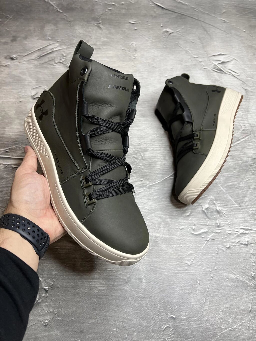 Черевики Зимові чоловічі шкіряні UNDER ARMOUR Tinker KHAKI! Брендові зимові черевики! Натуральна ШКІРА+ХУТРО! від компанії Intermarket - фото 1