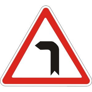 Дорожній знак 1.2 - Небезпечний поворот наліво. Попереджувальні знаки. ДСТУ 4100: 2002-2014