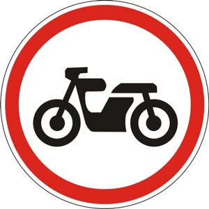 Дорожній знак 3.6 - Рух мотоциклів заборонено. Заборонні знаки. ДСТУ 4100: 2002-2014.