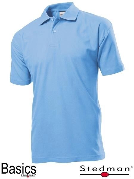 Футболка-поло чоловіча блакитна оптом (під нанесення логотипу) від компанії Intermarket - фото 1