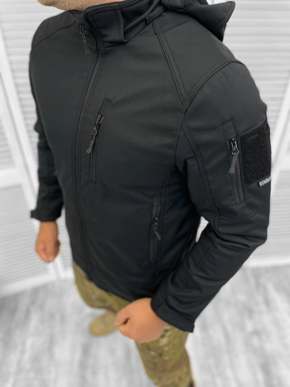 Куртка зимова тактична COMBAT Black! Куртка тактична Soft Shell на Подвійному ФЛІСІ! від компанії Intermarket - фото 1