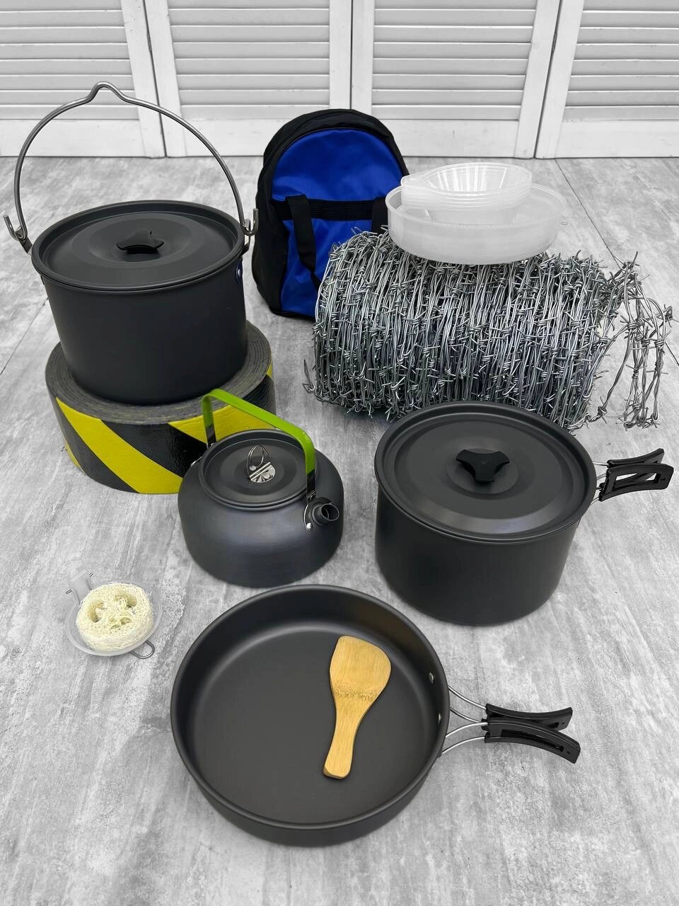 Набір посуду кемпінговий з чайником MA-132 Cooking Set ТУ6991 від компанії Intermarket - фото 1