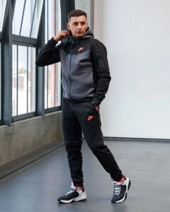 Зимовий Спортивний костюм чоловічий NIKE Teach Flecee Black-Antracit! Матеріал Трьохнитка на Флісі! Осінь-Зима!