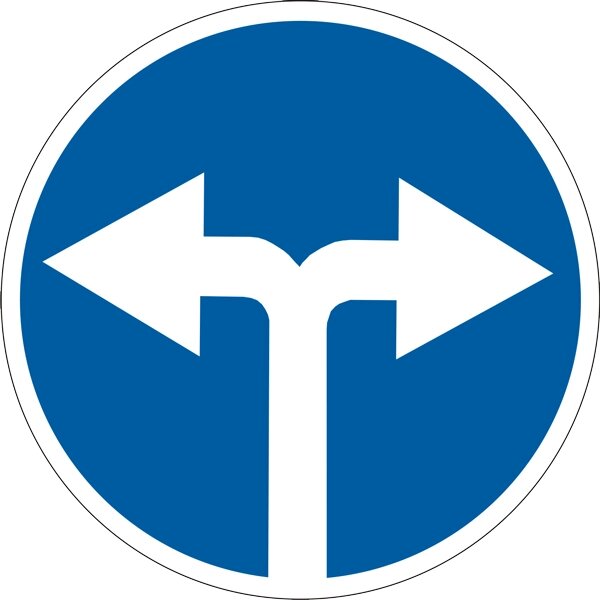 Дорожній знак 4.6 - Рух направо або наліво. Розпорядчі знаки. ДСТУ 4100: 2002-2014. - замовити
