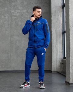 Спортивний костюм чоловічий NIKE Teach Royal Blue! Матеріал Двонитка! Якість ТОП!