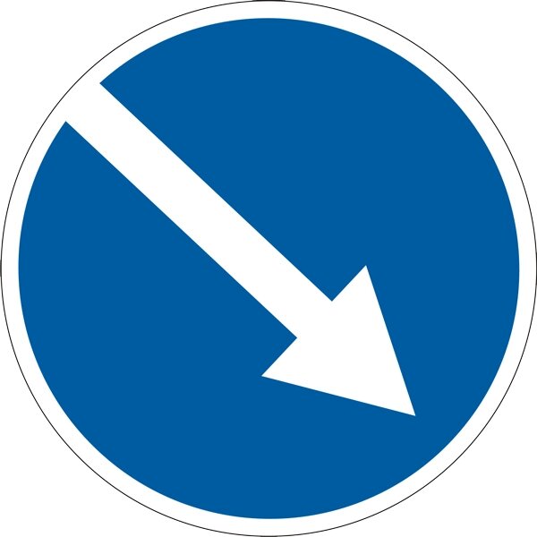 Дорожній знак 4.7 - Об&#039;їзд перешкоди з правого боку. Розпорядчі знаки. ДСТУ 4100: 2002-2014. - вибрати
