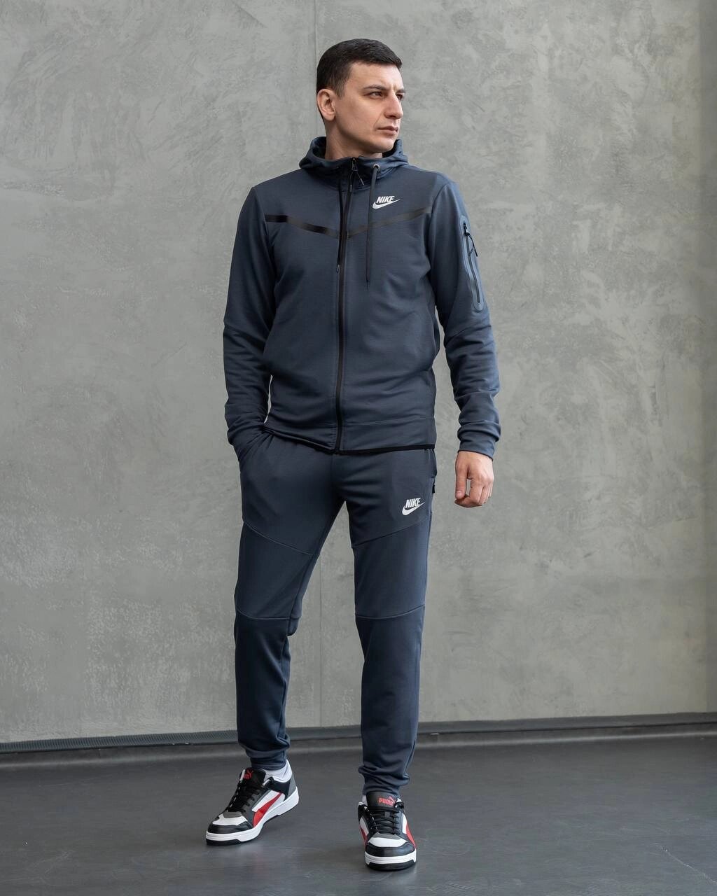 Спортивний костюм чоловічий NIKE Teach Grey! Матеріал Двонитка! Якість ТОП! від компанії Intermarket - фото 1