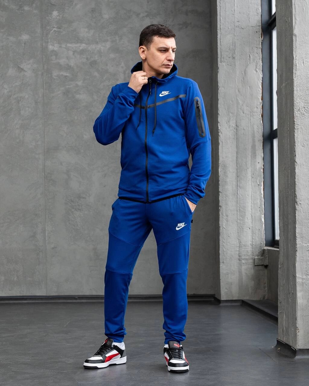 Спортивний костюм чоловічий NIKE Teach Royal Blue! Матеріал Двонитка! Якість ТОП! від компанії Intermarket - фото 1