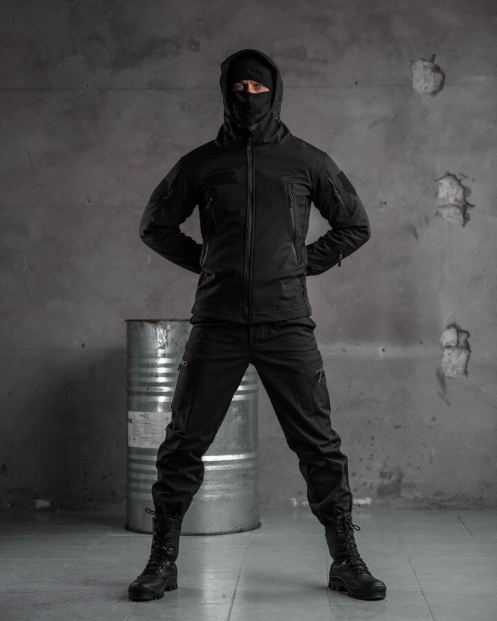 Тактичний костюм SoftShell Police black від компанії Intermarket - фото 1