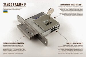 ЗАМОК ВРІЗНІЙ RADLOCK М 202 З ЛИЦЬОВОЇ ПЛАНКОЙ ПІД ГАРДІАН 10.01