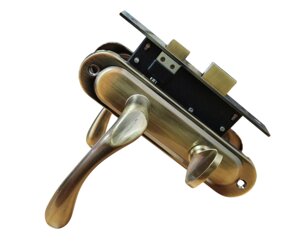 Комплект міжкімнатних ручок із замком під фіксатор FZB бронза