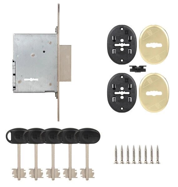Замок врізний сувальдний MOTTURA 40.751 (42 мм) з накладками від компанії Інтернет-магазин "HOZ-DOM. COM. UA" - фото 1