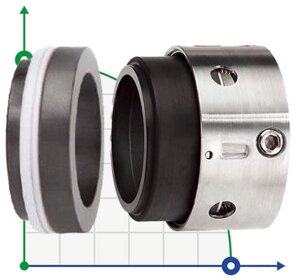 Торцеве механічне ущільнення R-59B 95, CAR/SIC, PTFE, 304, ВО