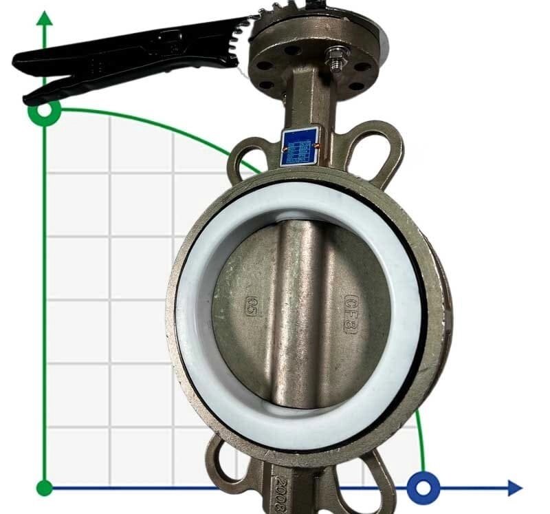 PN16 DN125 Затвор дисковий поворотний Батерфляй, корпус і диск з нержавіючої сталі AISI 304, Seat PTFE від компанії BTS-ENGINEERING - фото 1